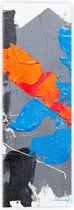 Acrylglas - Grijze, Blauwe en Oranje Verfvakken op Witte Achtrgrond - 20x60 cm Foto op Acrylglas (Met Ophangsysteem)