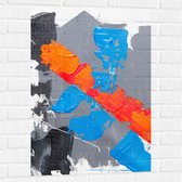 Muursticker - Grijze, Blauwe en Oranje Verfvakken op Witte Achtrgrond - 60x90 cm Foto op Muursticker