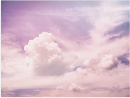 Poster Glanzend – Wolkenvelden in Pastelkleurige Lucht - 40x30 cm Foto op Posterpapier met Glanzende Afwerking