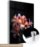 MuchoWow® Glasschilderij 120x160 cm - Schilderij acrylglas - Tijgerlelie - Bloemen - Roze - Natuur - Portret - Foto op glas - Schilderijen