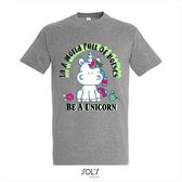 T-shirt In a world full of horses be a Unicorn - T-shirt sport grey - 10 jaar