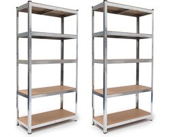 BRASQ Stellingkast - Set van 2 - Metalen Opbergrek - voorraadkast - wandkast - Magazijnstelling 180x90x40 - 5 lagen - 175 KG per plank - max 875 KG
