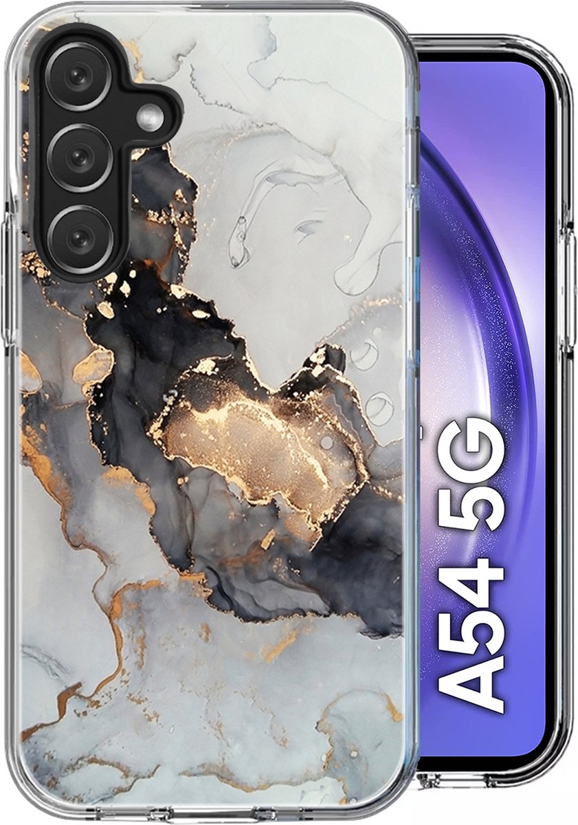 Hoesje geschikt voor Samsung Galaxy A54 - Back Cover Marmer Siliconen Case Wit