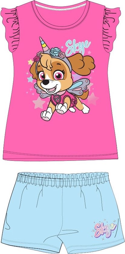 Paw Patrol shortama/pyjama Skye eenhoorn katoen roze maat 116