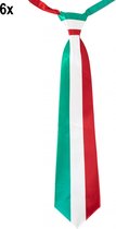 6x Stropdas Italie - Italiaans landen strop das carnaval verkleed accesoires festival thema feest optocht