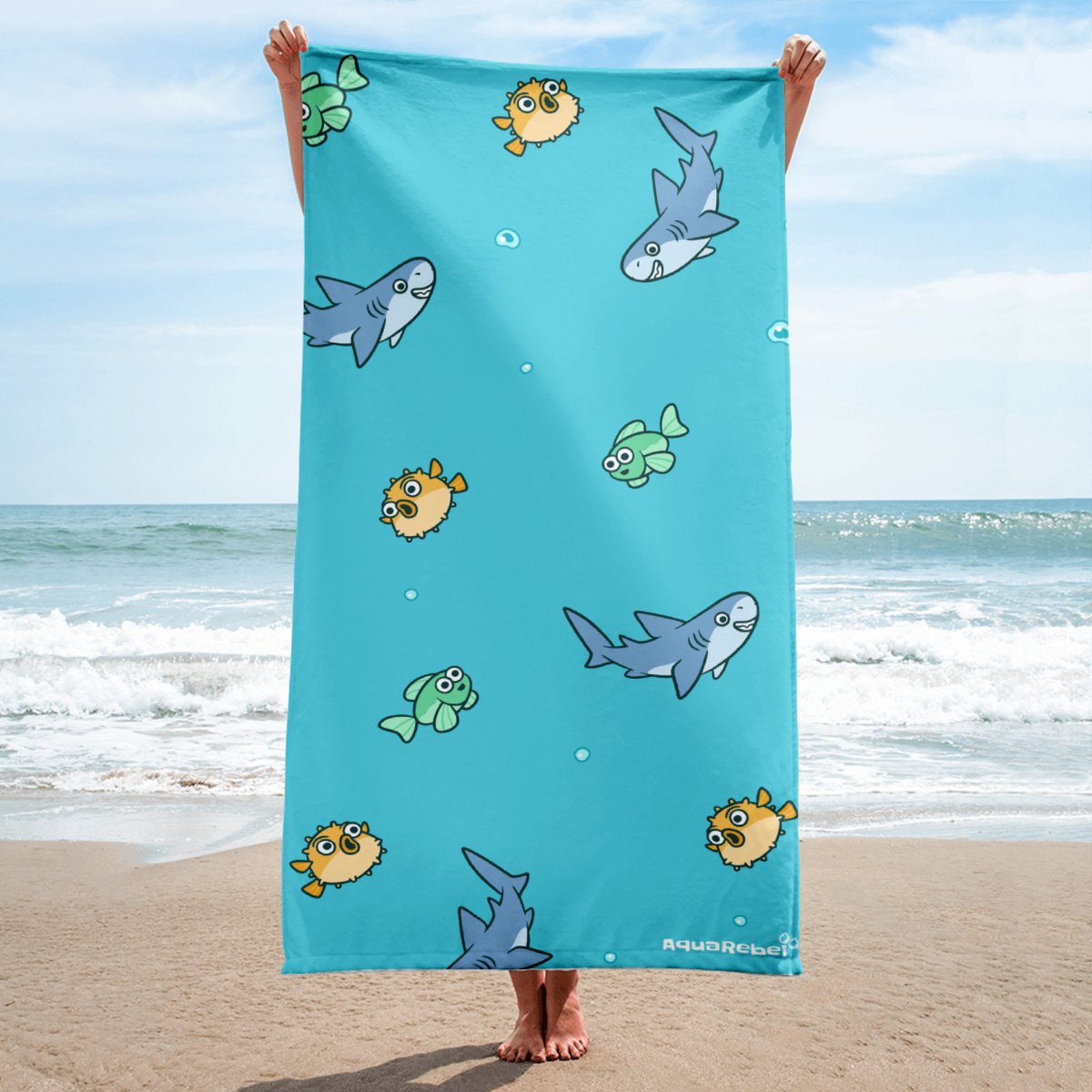 AquaRebel sneldrogende strand handdoek voor kinderen 160x80cm blauw