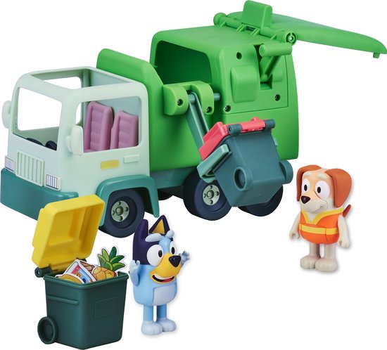 BLUEY - Camion poubelle avec 2 Figurines à jouer - set de jeu