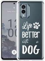 Cazy Hoesje geschikt voor Nokia X30 Life Is Better With a Dog Wit