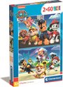 Clementoni Supercolor – Paw Patrol Puzzel – 2 Legpuzzels voor Kinderen – 2 x 60 stukjes – Kinderpuzzels 4+ Jaar