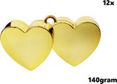 12x Luxe Ballon gewicht hartjes goud - Tafeldecoratie huwelijk bruiloft thema feest ballon party festival liefde