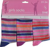 Meisjes sokken - katoen 6 paar - sharp - maat 35/38 - multicolor - naadloos