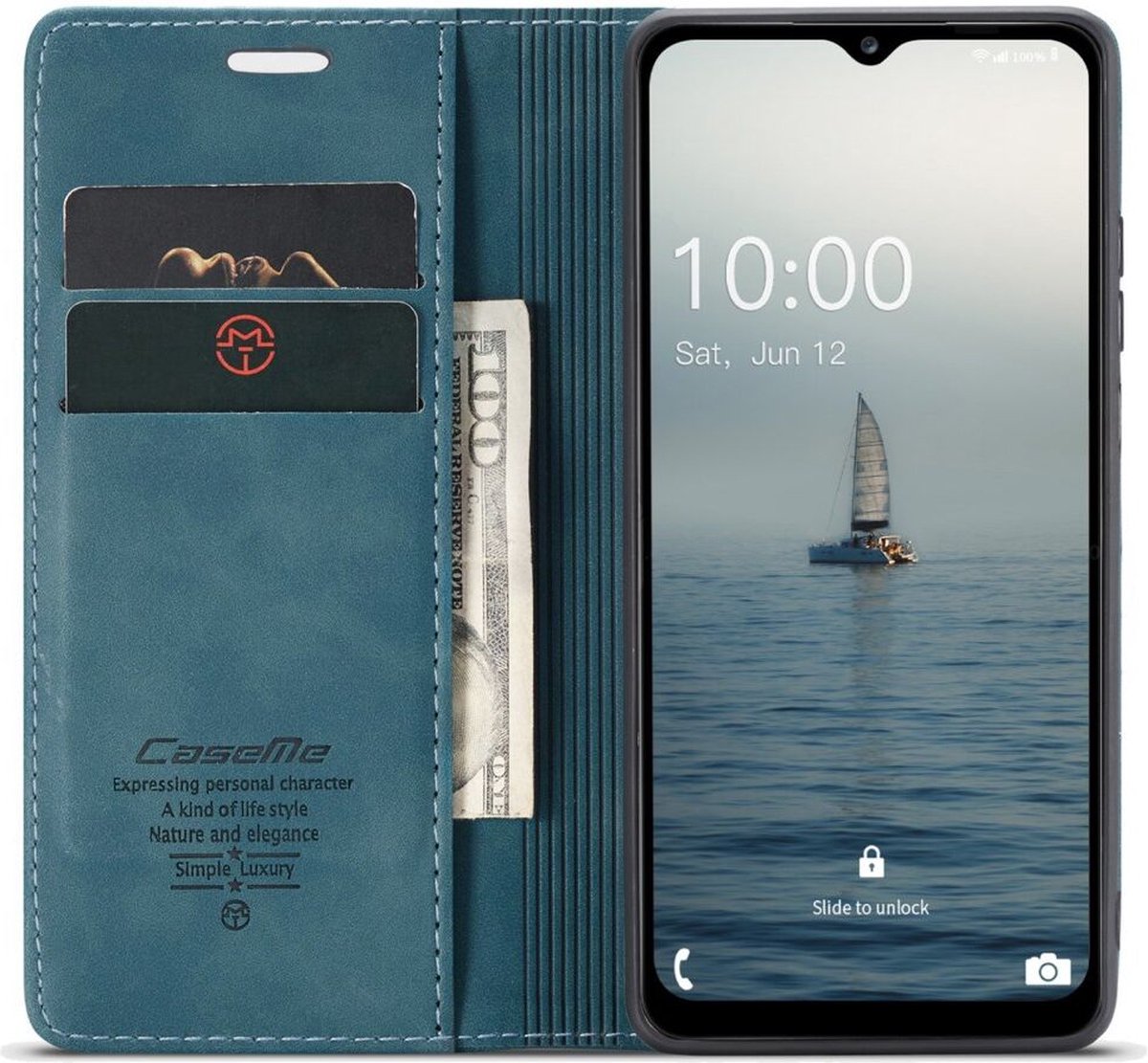 CaseMe 013 Book Case met Pasjeshouder Geschikt voor Samsung Galaxy A34 Hoesje Blauw