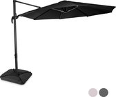 VONROC Premium Zweefparasol Bardolino Ø300cm – Incl. Vulbare tegels, kruisvoet & beschermhoes – Ronde parasol – 360 ° Draaibaar - Kantelbaar – UV werend doek - Zwart