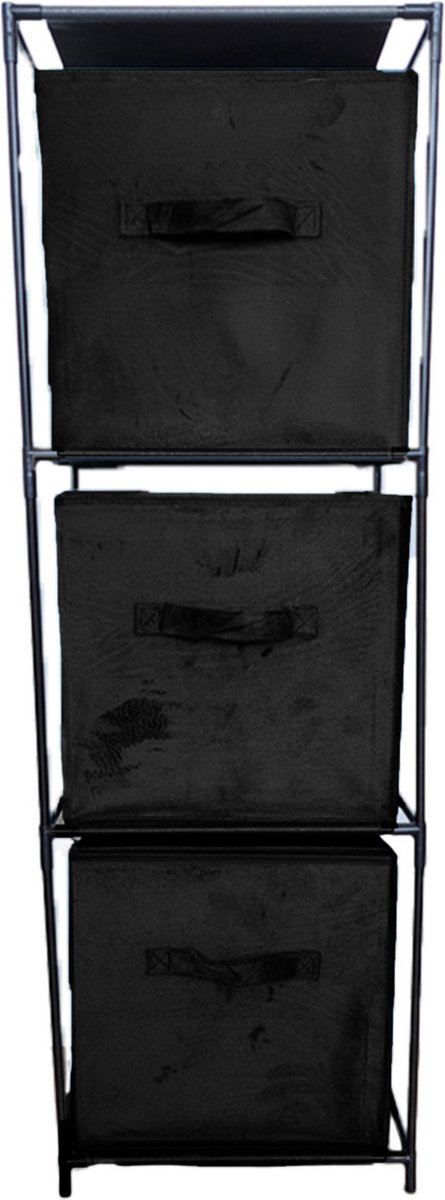 Storage Solutions Opbergrek Smartrack - met 3x mandjes stof - zwart - 34 x 104 cm
