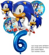 Sonic Verjaardag Versiering - Leeftijd: 6 jaar - Sonic Ballonnen - 6 delig - Sonic Kinderfeestje - Sonic Feestpakket - Folieballon / Heliumballon / Leeftijdballon - Sonic XL Ballon - Feestversiering - Kinder Verjaardag - Hoera 6 jaar! Jongen / Meisje