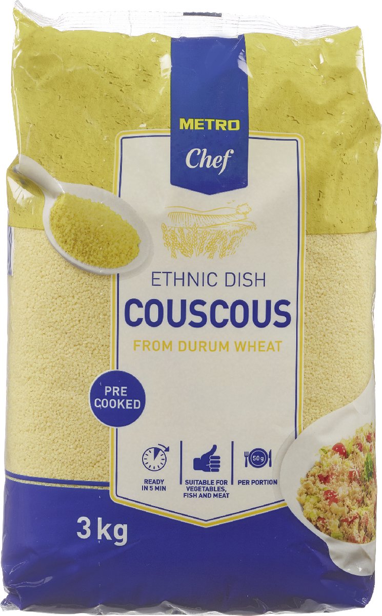 METRO CHEF Couscous - voorgekookt voor vlees, vis of groenten - 3 kg verpakking