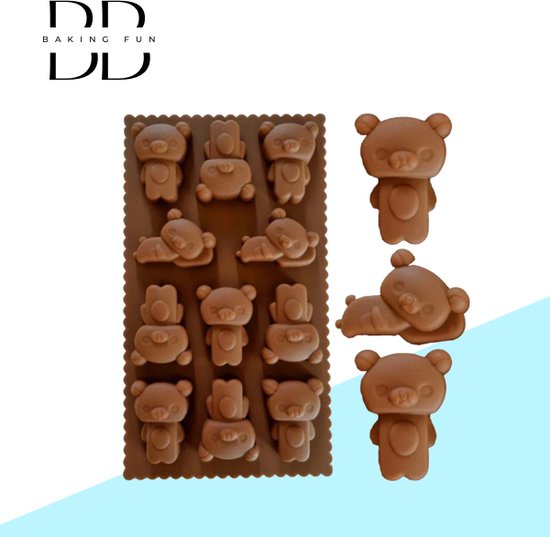 Luxe Siliconen Mal 21.5 x 12 x 2 cm - 'Schattige Beertjes' - Maak je eigen Ijsklontjes / Chocolade praline vorm - Snoep Bonbon - Sierraden cadeau geven Luxe Siliconen Mal 21.5 x 12 x 2 cm - 'Schattige Beertjes' - Maak je eigen Ijsklontjes / Chocolade praline vorm - Snoep Bonbon - Sierraden cadeau geven