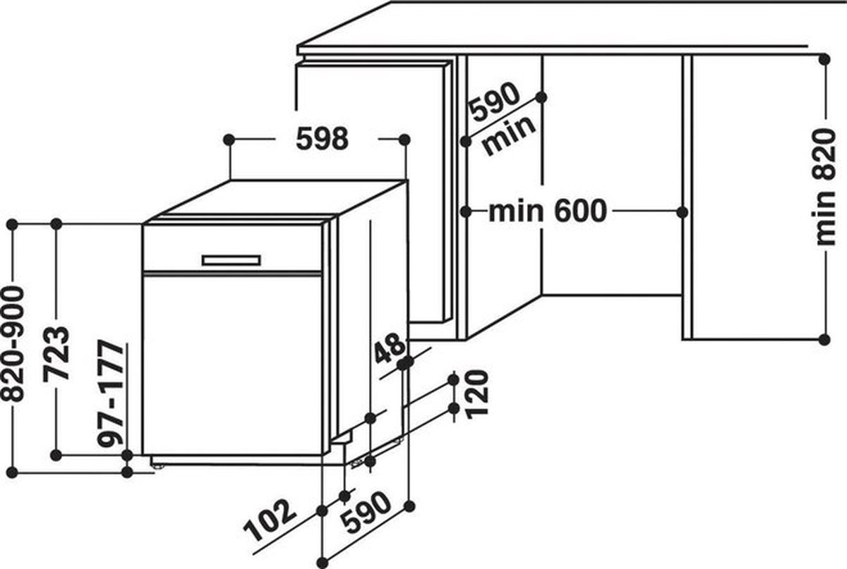 Bol.com Bauknecht | BUO 3O41 PLT X | onderbouw vaatwasser | 14 couverts | C aanbieding