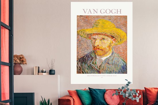 Poster Van Gogh - Zelfportret - Schilderij - Geel - 120x160 cm XXL