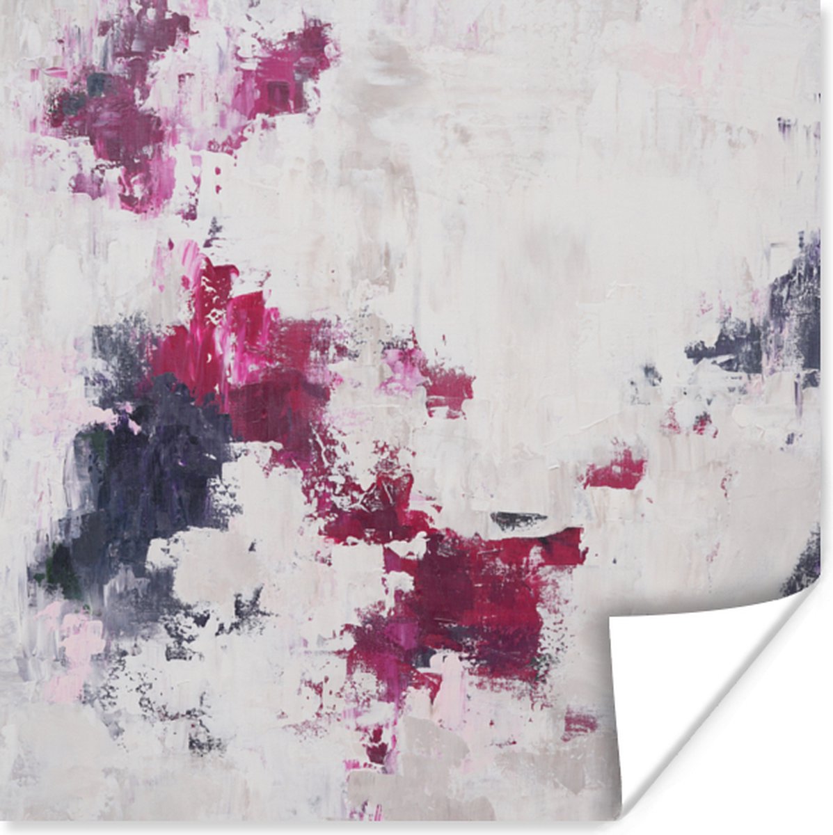 Poster Roze - Grijs - Verf - Abstract - 50x50 cm