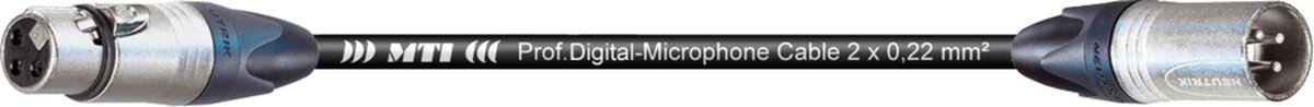 MTI FMX3-SW microfoonkabel XLR, Neutrik, zwart, 10,0m - Microfoonkabel