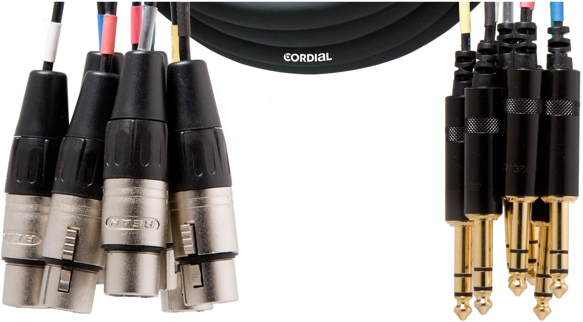 Cordial Intro Multicore XLRf/jack symm. 8-voudig, Rean stekker, 5,0m - Analoge multicore kabel