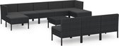 vidaXL-11-delige-Loungeset-met-kussens-poly-rattan-zwart