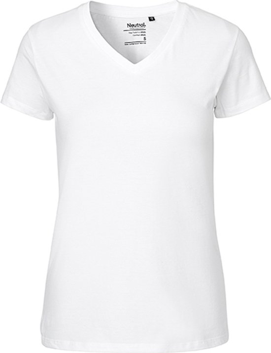 Ladies´ V-Neck T-Shirt met korte mouwen White - XS
