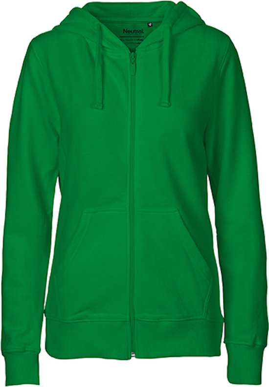 Fairtrade Ladies Zip Hoodie met capuchon Green - S