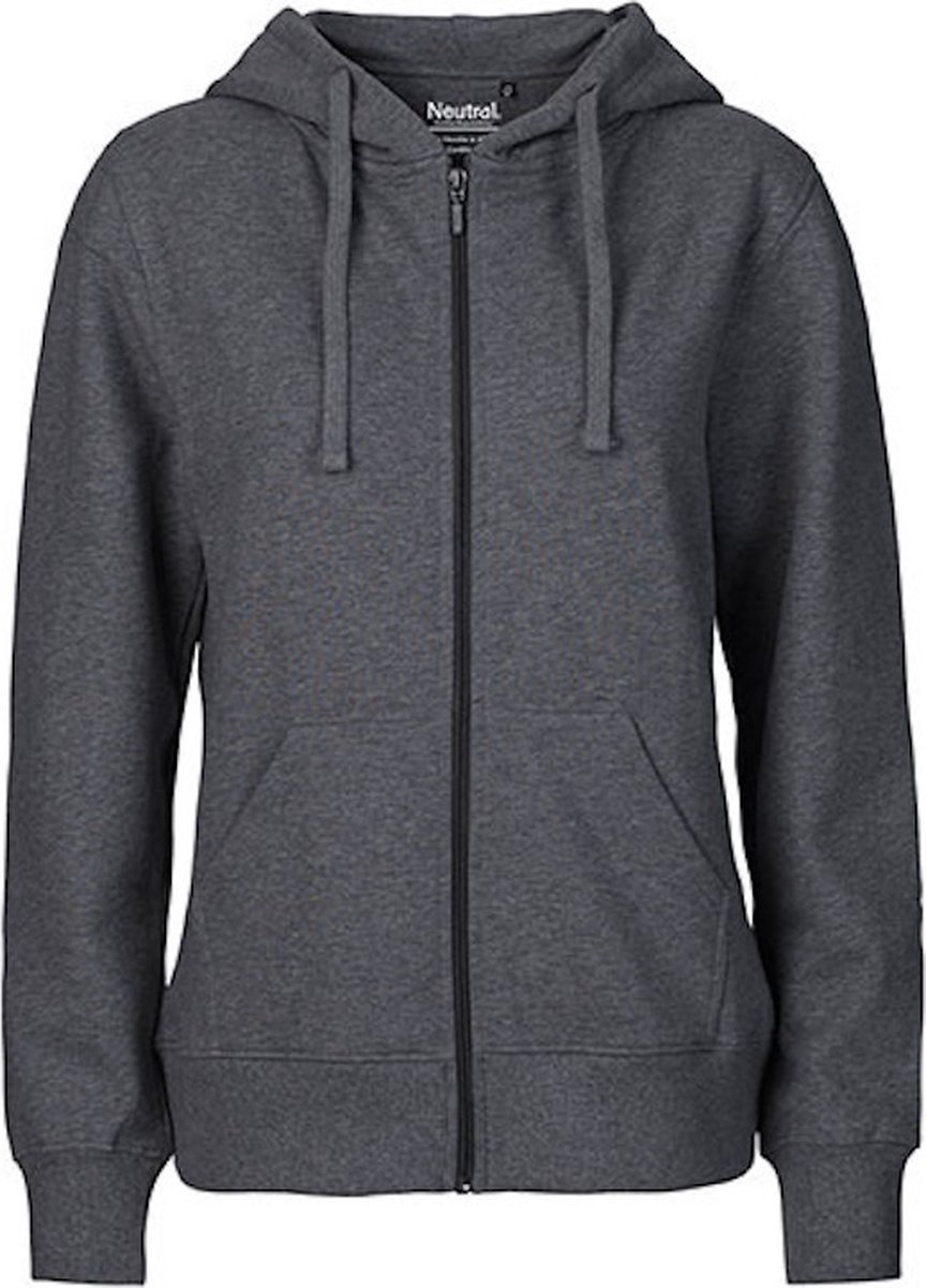 Fairtrade Ladies Zip Hoodie met capuchon Dark Heather Darkheather