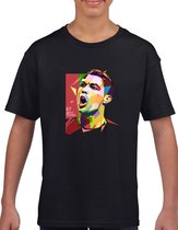 Cristiano Ronaldo - Kinder T-Shirt - Zwart - Maat 164 - T-Shirt leeftijd 15 tot 16 jaar - Voetbal shirt - Cadeau - Shirt cadeau - CR7 t-shirt - voetbal - verjaardag - Unisex Kids T-Shirt