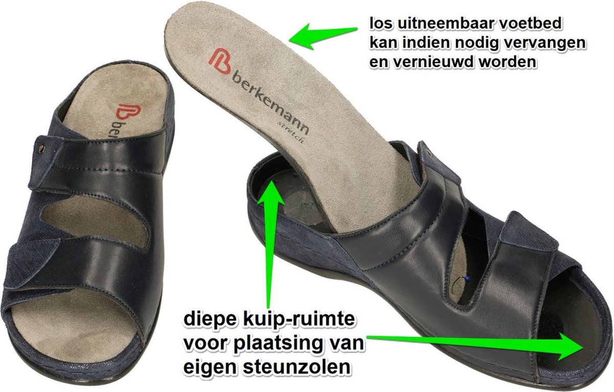 Berkemann Dames blauw donker slippers muiltjes maat 40.5