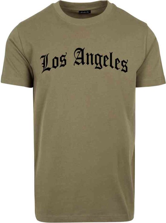 Mister Tee - Los Angeles Wording Heren T-shirt - XS - Olijfgroen