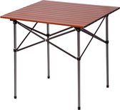 Opvouwbare aluminium campingtafel vierkante tafel oprolbare top 4 personen compacte tuintafel met draagtas voor picknickkamp achtertuin BBQ, bruin