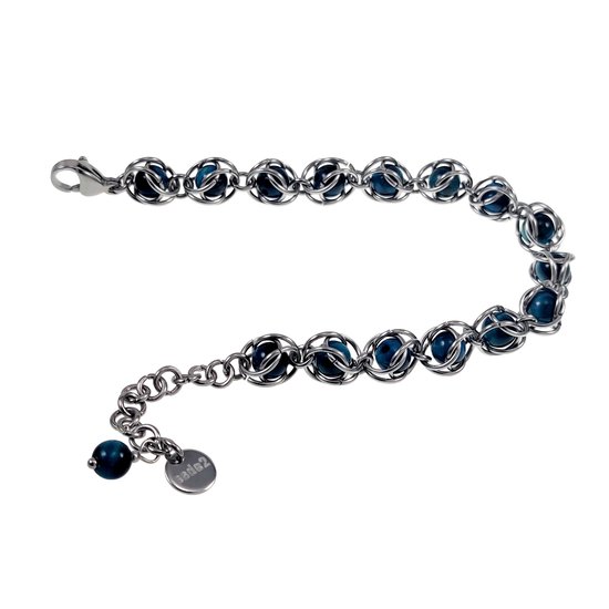 Bracelet Perles œil De Tigre Bleu Naturel - Fait Main - 17cm