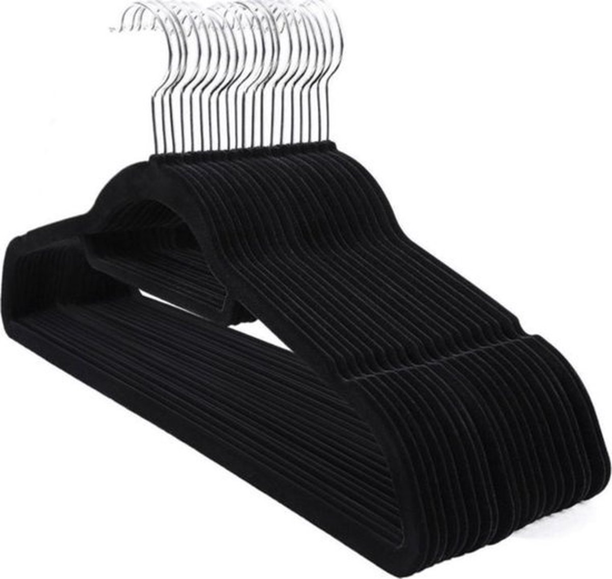 ZD Trading - Kledinghangers Anti-Slip - Velvet - Zwart - 10 stuks