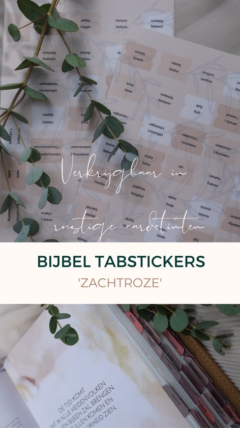 Bijbel tabstickers Nederlands in aardetinten 'Zachtroze'
