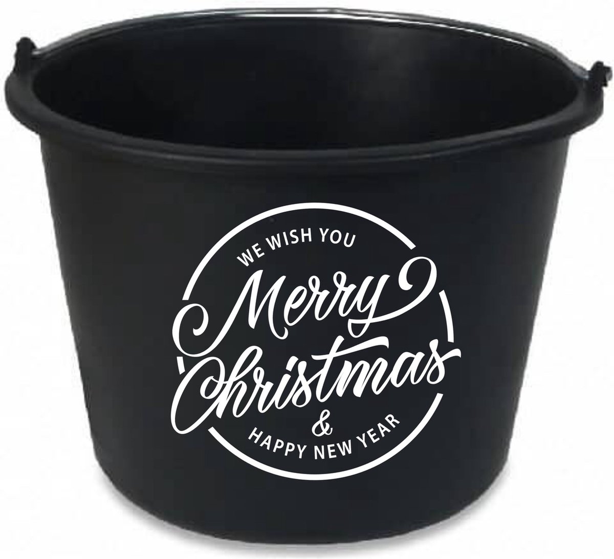 Goedkoopste Bedrukte emmer Tekst Fijne Feestdagen Nieuwjaar Bedrijven Kerstpakket Quote Spreuk Inzet Gepersonaliseerd Cadeau Werknemer Geschenk Zwart