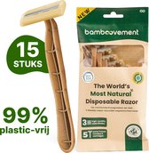 Bamboovement Duurzame Scheermesjes (15 stuks) - Wegwerp Scheermesjes voor Mannen & Vrouwen - Zero Waste - 99% Plasticvrij