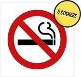 Pictogram/ sticker | 10 x 10 cm | Verboden te roken | Verbodsbord | Defense de fumer | Rookverbod | No smoking | 5 stuks