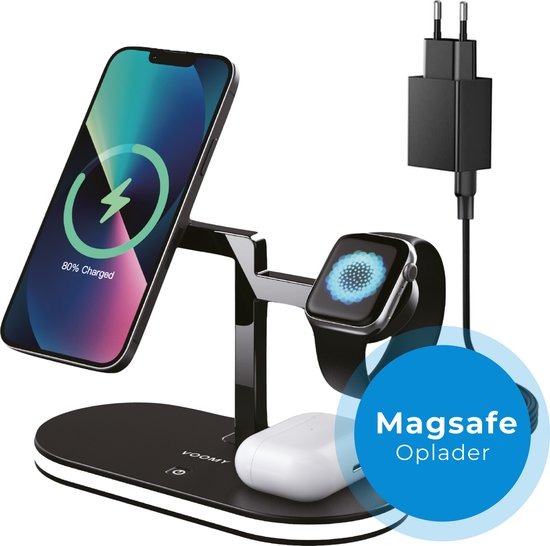 Voomy 5-in-1 Qi Draadloze Oplader - Magsafe Wireless Charger 15W - Iphone &  Samsung -... | bol.com