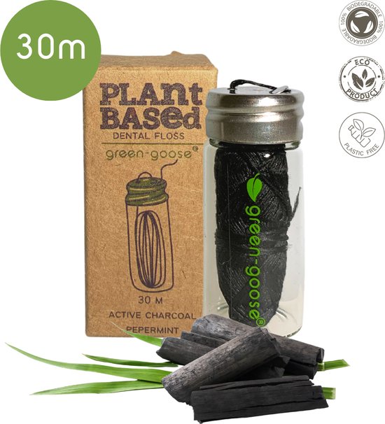 Natuurlijk Dental Floss | Houtskool Flosdraad | Biologisch Afbreekbaar | Geen Plastic | Hervulbaar | Volwassenen