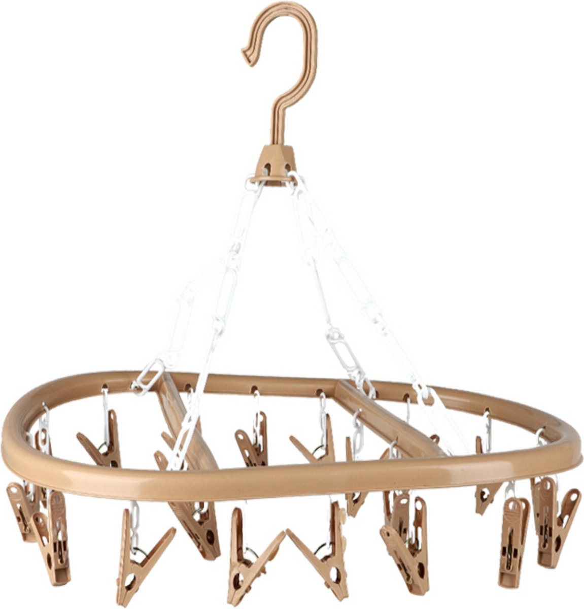 Urban Living Wasgoed droogcarrousel/droogmolen - 20 clips/knijpers - beige - kunststof - 30 x 42 cm
