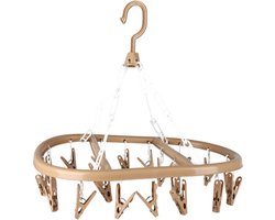 Urban Living Wasgoed droogcarrousel/droogmolen - 20 clips/knijpers - beige - kunststof - 30 x 42 cm