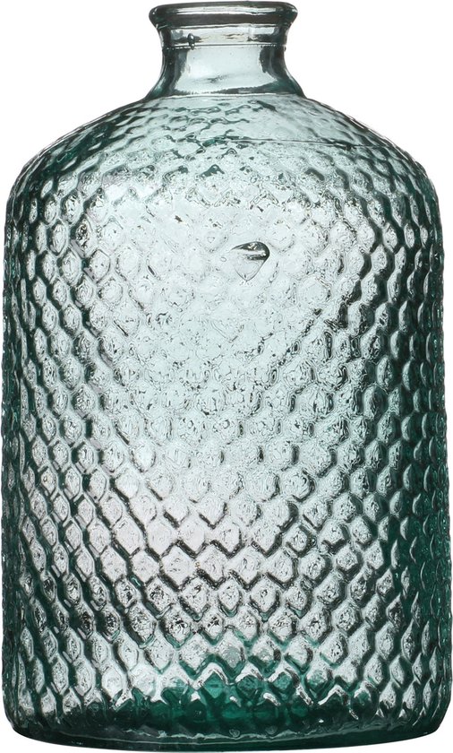 Natural Living Bloemenvaas Scubs Bottle - helder geschubt transparant - glas - D18 x H31 cm - Fles vazen