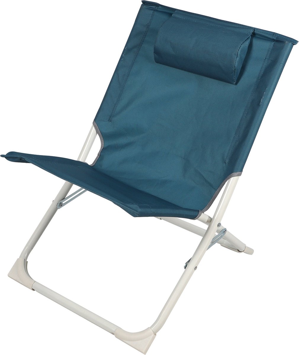 Sunnydays Havana camping/strand stoel - aluminium - inklapbaar - blauw - L49 x B62 x H61 cm
