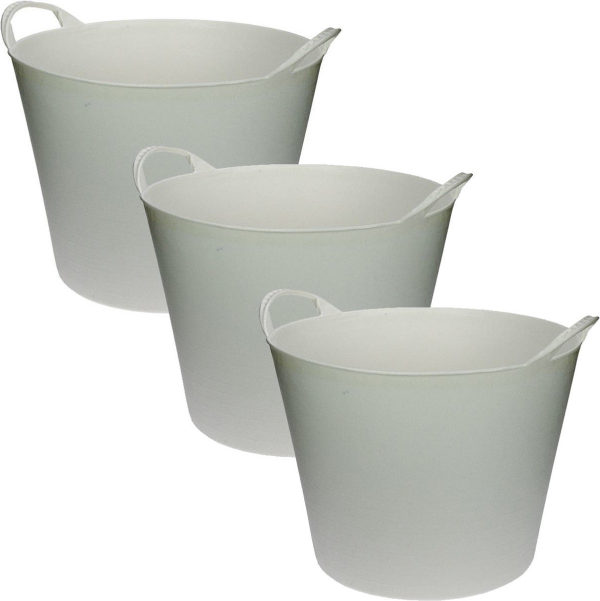 Goedkoopste Flexibele emmer/wasmand/kuip - 3x - wit - 42 liter - Opbergmanden - Wasmanden - Flexibele emmers - 45 x 33 cm