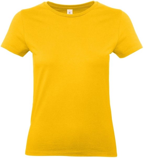 B&C Basic dames t-shirt - goudgeel - met ronde hals - katoen XL