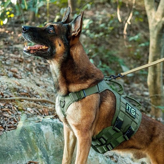 OneTigris Hondentuigje FIRE Watcher Tactisch hondenvest, Molle hondentraining, service hondentuigje, 1000D nylon (XS, coyote bruin