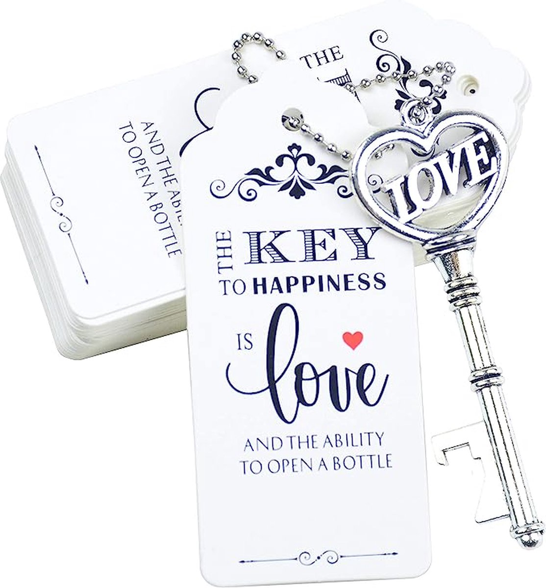 Ouvre-bouteille porte-clés coeur d'amour, faveur de mariage